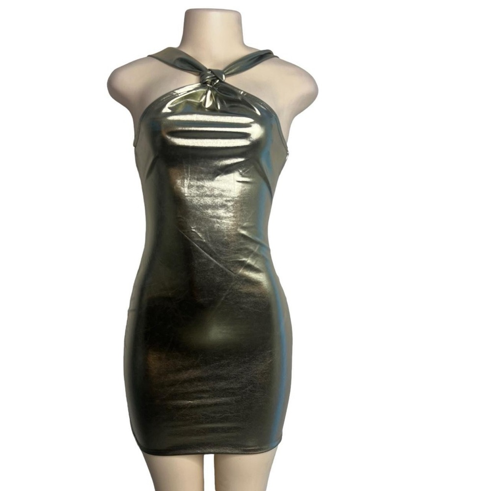 Metallic Halter Neck Dress